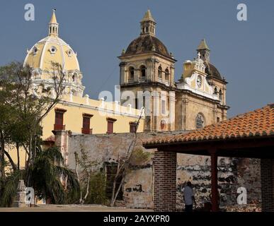 Iglesia de San Pedro Claver in Der Altstadt von Cartagena, Kolumbien Stockfoto