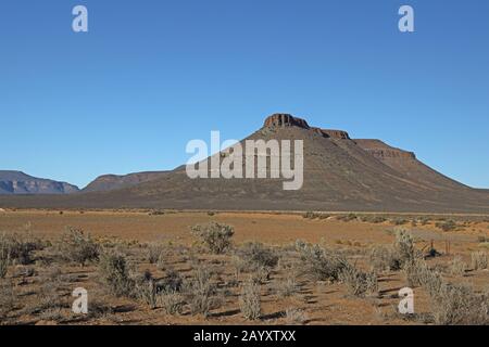 Blick über Karoo Habitat zu erodierten Hügeln Karoo, Northern Cape, Südafrika November Stockfoto