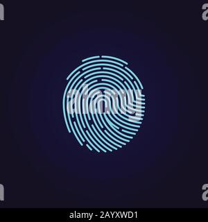 Symbol für Fingerabdruckvektor der ID-App. Fingerabdruckmuster für Sicherheit und Schutz, Illustrationspasswort mit Fingerprint Stock Vektor