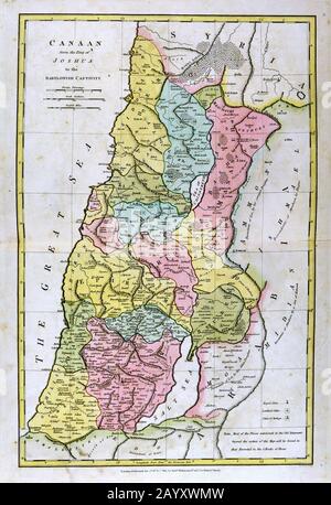 1808 Wilkinson Karte Cannan Königreich Joshua Altes Palästina Israel Altes Testament Heiliges Land Stockfoto