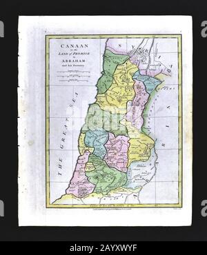 1808 Wilkinson Karte Canaan Promise Land Königreich Abraham Altes Testament Heiliges Land Palästina Jerusalem Stockfoto