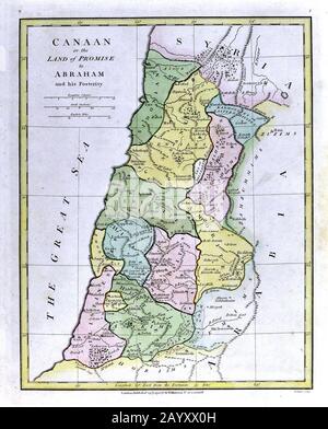 1808 Wilkinson Karte Canaan Promise Land Königreich Abraham Altes Testament Heiliges Land Palästina Jerusalem Stockfoto