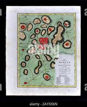 1808 Wilkinson Map Moriah oder Jerusalem Tempel Zion Bethlehem Olive Calvary Stockfoto