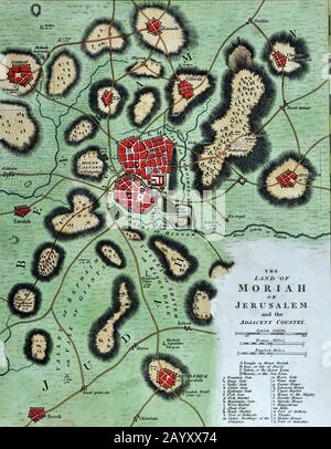 1808 Wilkinson Map Moriah oder Jerusalem Tempel Zion Bethlehem Olive Calvary Stockfoto