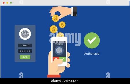 Sicherer Geldtransfer mit digitaler Smartphone-Technologie Stock Vektor