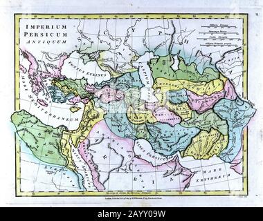 1808 Wilkinson Karte Persianisches Imperium Persicum Antiquum Antiquum Antiquum Antike Nahost Türkei Syrien Ägypten Iran Irak Afghanistan Stockfoto