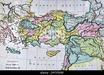 1808 Wilkinson Geschichtskarte Route von Alexander der Großen Türkei Stockfoto