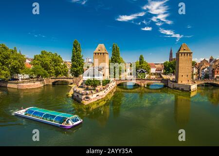 Mittelalterbrücke Ponts Coverts, Barrage Vauban, Strasbourg, Alsase, Frankreich Stockfoto