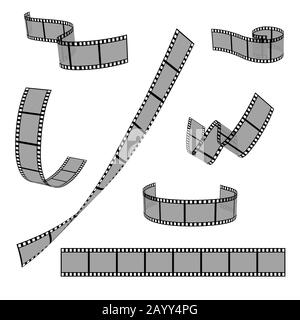 Kino-Filmstreifen-Rolle, 35 mm, leerer Dia-Frame-Vektor-Satz. Rahmenbildfotografie und Filmstreifenbilddarstellung im Kino Stock Vektor