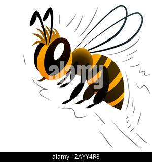Zeichentrickbiene auf weißem Hintergrund Stock Vektor