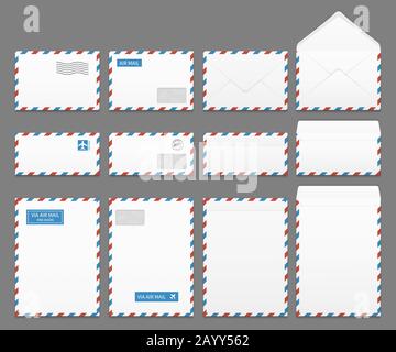 Vektorsatz für Briefumschläge für Luftpost. Leerer Umschlag für Luftpost, Abbildung von Briefumschlägen Stock Vektor