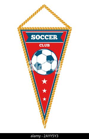 Rotes Dreieck Fußball-Wimpel isoliert weiß. Fußball-Coor-Banner. Vektorgrafiken Stock Vektor