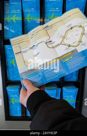 AirTrain Information Route Map, John F. Kennedy International Airport, New York, USA Stockfoto