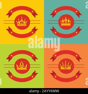 Symbole für die Krone des Logos auf dem Farbhintergrund. Königliches Element für König, Vektorgrafiken Stock Vektor