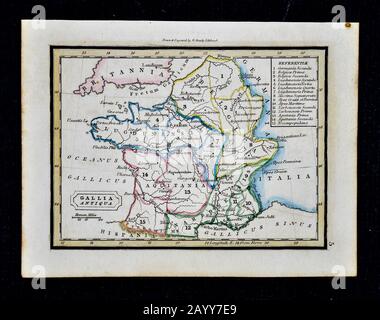 1832 Murphy Map Ancient France Belgien Gallia Antiqua Gaul Parisii Paris Stockfoto