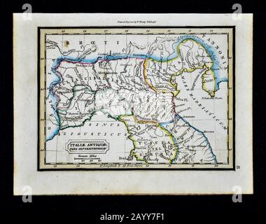 1832 Murphy-Karte Altes Norditalien - Alte Italiae Antiquae Pars Septemtrionalis - Mantua Venedig Genua Florenz Stockfoto