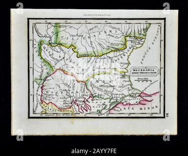 1832 Murphy-Karte des alten Mazedoniens Moesia Thracia et Dacia Griechenland Türkei Byzantium Balkan Stockfoto