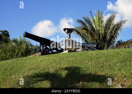 Ein Canon in Fort King George Scarborough in Trinidad und Tobago Stockfoto