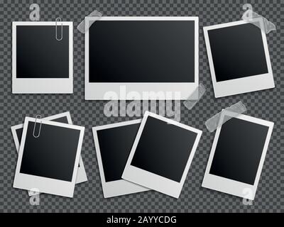 Vektorsatz für Retro-Fotos. Polaroid Rahmen für Familienalbum. Leere Kartensätze für Vintage-Fotografie, Vektorgrafiken Stock Vektor