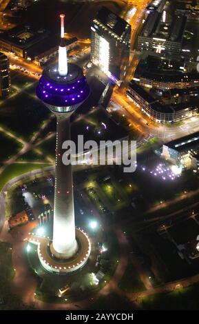 Luftbild, Fernsehturm, Düsseldorfer Stadttor beim Landtag von Düsseldorf, Medienhafen Düsseldorf am Rhein, Stadtkreis 04, Düsse Stockfoto