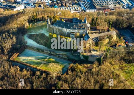 Luftbild, Schloss Hohenlimburg, Hagen, Ruhrgebiet, Nordrhein-Westfalen, Deutschland, Alter Schlossweg, Schloss, Burganlage, DE, Europa, Land t Stockfoto