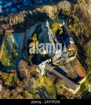 Luftbild, Schloss Hohenlimburg, Hagen, Ruhrgebiet, Nordrhein-Westfalen, Deutschland, Alter Schlossweg, Schloss, Burganlage, DE, Europa, Land t Stockfoto