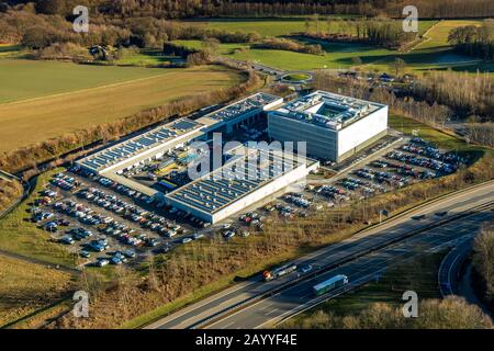 Luftbild, ENERVIE - Südwestfalen Energie und Wasser AG, ADUG - Arbeits-Daten-Umweltschutz GmbH, Emst, Hagen, Ruhrgebiet, Nordrhein Stockfoto