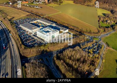 Luftbild, ENERVIE - Südwestfalen Energie und Wasser AG, ADUG - Arbeits-Daten-Umweltschutz GmbH, Emst, Hagen, Ruhrgebiet, Nordrhein Stockfoto