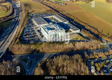 Luftbild, ENERVIE - Südwestfalen Energie und Wasser AG, ADUG - Arbeits-Daten-Umweltschutz GmbH, Emst, Hagen, Ruhrgebiet, Nordrhein Stockfoto