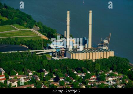 Kraftwerk Wedel am Elbufer, Luftbild, Deutschland, Schleswig-Holstein Stockfoto