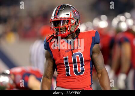 Houston, Texas, USA. Februar 2020. Houston Roughnecks Wide Receiver Sammie Coates (10) gegen die St. Louis Battlehawks während des regulären Saisonspiels der XFL im TDECU Stadium in Houston, TX am 16. Februar 2020. Kredit: Erik Williams/ZUMA Wire/Alamy Live News Stockfoto