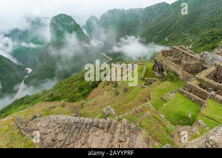 Die alte Inka-Stadt Machu Picchu in Peru. Stockfoto