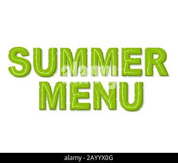 Designvorlage für Sommermenü mit Platz für Ihren Text. Isolierte Vektorgrafiken auf weißem Hintergrund. Stock Vektor