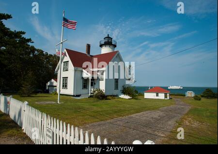 Der East Chop Leuchtturm in Vineyard Haven auf Martha's Vineyard, Massachusetts, USA. Stockfoto