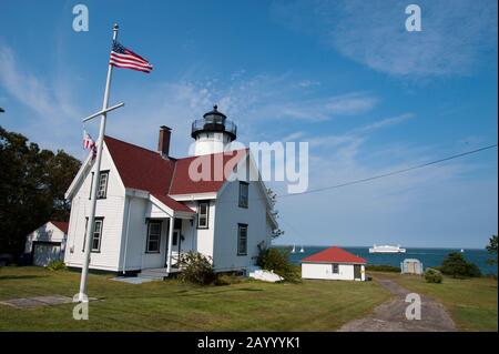 Der East Chop Leuchtturm in Vineyard Haven auf Martha's Vineyard, Massachusetts, USA. Stockfoto