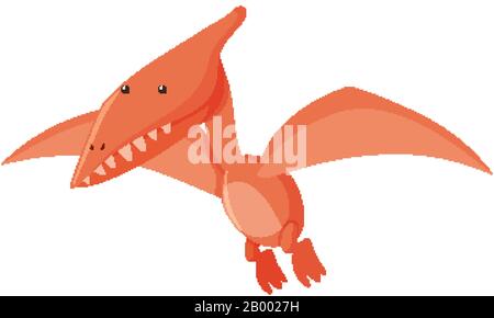Einzelbild der fliegenden Abbildung von orangefarbenem Pteranodon Stock Vektor