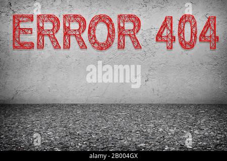 MELDUNGSFEHLER 404 an Betonwand Stockfoto