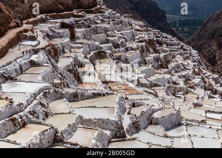 Schöne Maras Salt Flats Peru Südamerika Stockfoto