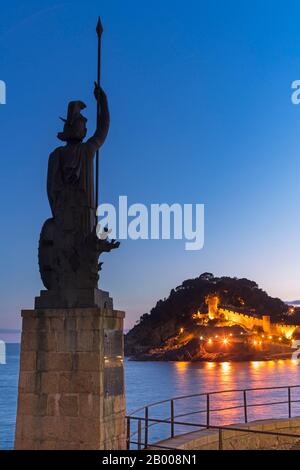 BURG ALTSTADT MINERVA-STATUE (© FREDERIC STUES 1970) TOSSA DE MAR COSTA BRAVA KATALONIEN SPANIEN Stockfoto