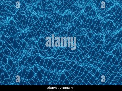 Abstrakter blauer Hintergrund. 3D-Low-Poly-Stil: Abbildung des 3D-Rendering. Stockfoto