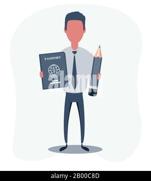 Geschäftsmann oder Angestellte. Männlicher Charakter in modischem, einfachem Stil, flache Vektorgrafiken. Stock Vektor