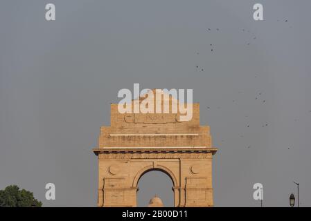 Oberer Teil des Indien-Tores in Neu-Delhi, Indien Stockfoto