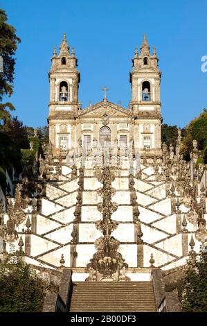 Santuario do Bom Jesus do Monte, Good Jesus of the Mount Sanctuary, Church and Staircase of the Five Senses, Tenoes, Braga, Minho, Portugal Stockfoto