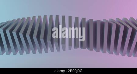 Futuristische moderne abstrakte Spiralstruktur aus Würfeln mit neonblauer und magentafarbener Hintergrundtextur. 3D-Renderdarstellung Stockfoto
