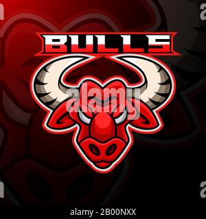 Design mit Maskottchen-Logo im Bull-Kopf Stock Vektor