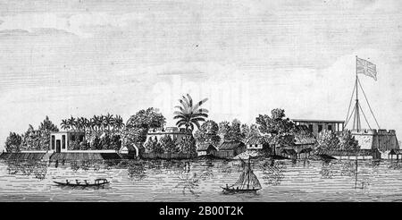 Indien/Großbritannien: 'Fort an der Küste Malabars'. Illustration von John Henry Grose (fl. 1750-1783), 1722. "Eine Reise nach Ostindien; mit authentischen Berichten der Mogulregierung im Allgemeinen, die Vizekönige der Dekan und Bengalen, mit ihren mehreren untergeordneten Abhängigkeiten". Dieses zweibändige Werk ist die dritte Auflage eines Buches, das 1757 erstmals als Einzelband veröffentlicht, 1766 auf zwei Bände erweitert und 1772 neu veröffentlicht wurde. Der englische Autor John Henry Grose ging im März 1750 nach Bombay (heute Mumbai), um als Diener und Schriftsteller für die British East India Company zu arbeiten. Stockfoto