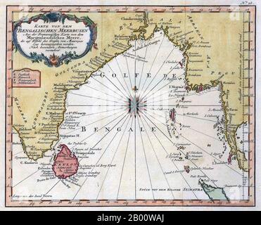 Bucht von Bengalen: Karte des 'Golfe de Bengal' und seiner Häfen, einschließlich der Coromandel Küste, von Jacques-Nicolas Bellin (1703-1772), c. 1747. An der südöstlichen Küste Indiens, bekannt als Coromandelküste, gab es Ende 1530 drei portugiesische Siedlungen in Nagapattinam, São Tomé de Meliapore und Pulicat. Später, im 17. Und 18. Jahrhundert, war die Coromandelküste Schauplatz von Rivalitäten zwischen den europäischen Mächten um die Kontrolle des indischen Handels und des "Spice Trade". Stockfoto