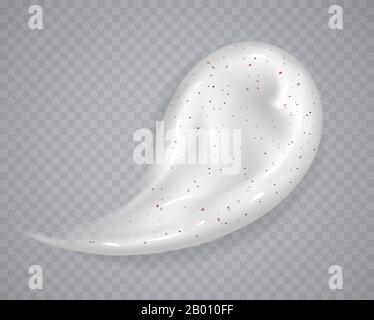 Weiß Creme oder Gestrüpp Abstrich auf einem transparenten Hintergrund isoliert. Realistische Kosmetik beauty pflege Produkt Probe. Stock Vektor