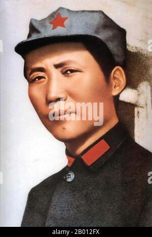 China: Mao Zedong (Mao Tse-tung, 1893-1976) in Yan'an (Yenan) im Jahr 1935. Mao Zedong, auch transliteriert als Mao Tse-tung, chinesischer kommunistischer Revolutionär, Guerilla-Kriegsstratege, Autor, politischer Theoretiker, Und Führer der chinesischen Revolution. Allgemein als Vorsitzender Mao bezeichnet, war er seit seiner Gründung im Jahr 1949 der Architekt der Volksrepublik China (PRC) und hatte bis zu seinem Tod im Jahr 1976 die autoritäre Kontrolle über die Nation. Sein theoretischer Beitrag zum Marxismus-Leninismus sowie seine militärischen Strategien und politischen Strategien werden heute kollektiv als Maoismus bezeichnet. Stockfoto