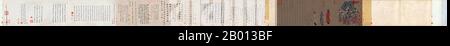 China: „Kaiser Taizong gibt Ludongzan, dem Botschafter Tibets, eine Audienz“. Handscroll-Gemälde von Yan Liben (600-673), 641 u.Z. Kaiser Taizong von Tang (23. Januar 599 – 10. Juli 649), mit persönlichem Namen Li Shimin, war der zweite Kaiser der Tang Dynastie in China und regierte von 626 bis 649. Er wird gemeinsam mit Kaiser Gaozu feierlich als Mitbegründer der Dynastie angesehen. Er gilt in der Regel als einer der größten, wenn nicht gar der größten Kaiser der chinesischen Geschichte, seine Herrschaft galt als das beispielhafte Modell, an dem alle anderen gemessen wurden. Seine Ära galt als goldenes Zeitalter. Stockfoto